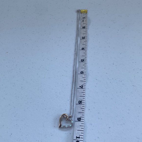 10k Yellow Gold & 925 Sterling Silver Heart and Crystal Opal Necklace - Picture 8 of 13